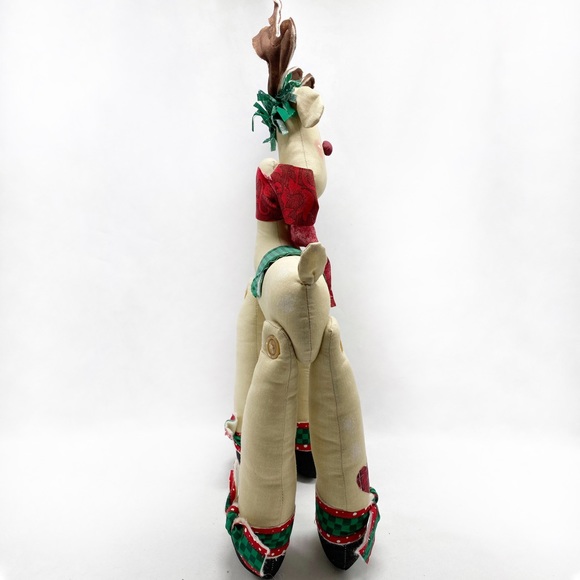 Vintage Handmade Folk Art Fabric Reindeer Couple Boy Girl 2 Pc. - Picture 11 of 16